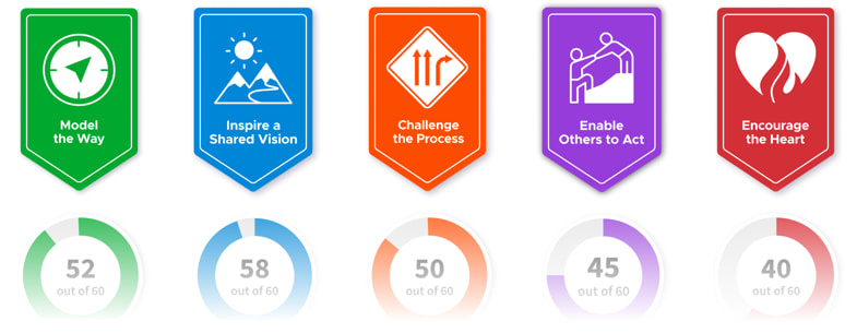 Sample LPI Self Empowered Meet The Five Practices of Exemplary Leadership report page.